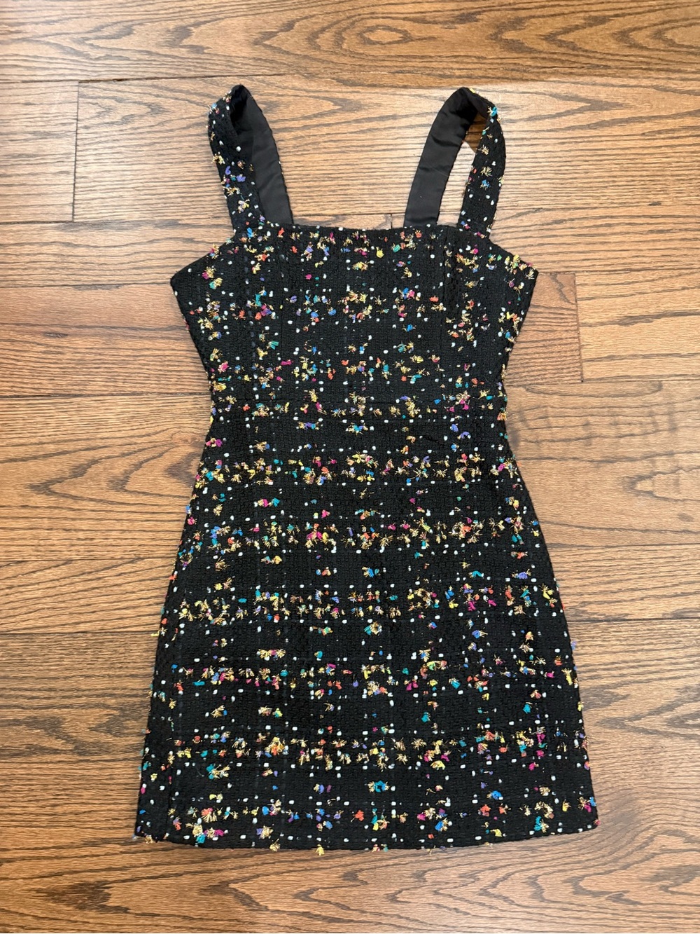 Amanda Uprichard Black Tweed Dress with Multicolor Flecks